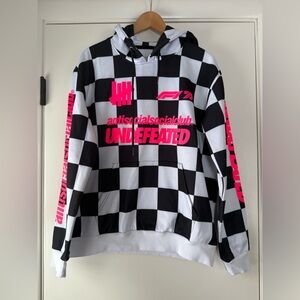 Anti Social Social Club x Undefeated F1 Checkered Hoodie Black White Pink Large
